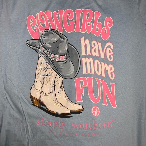 NWT Simply Southern baby blue country cowgirls have more fun boots & hat shirt - Picture 4 of 4